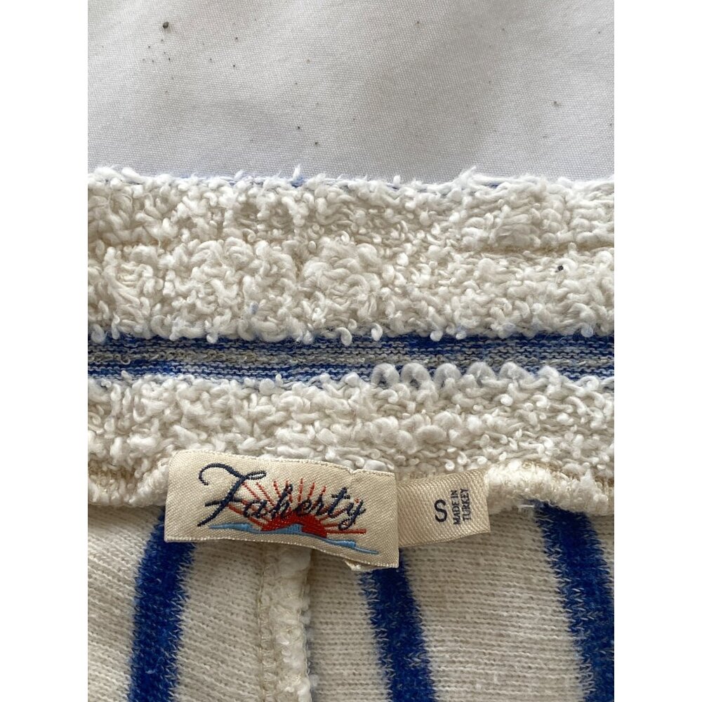 Faherty Pacífica Terry Shorts Stripes Cream Blue Pockets Drawstring Coastal - Picture 8 of 11